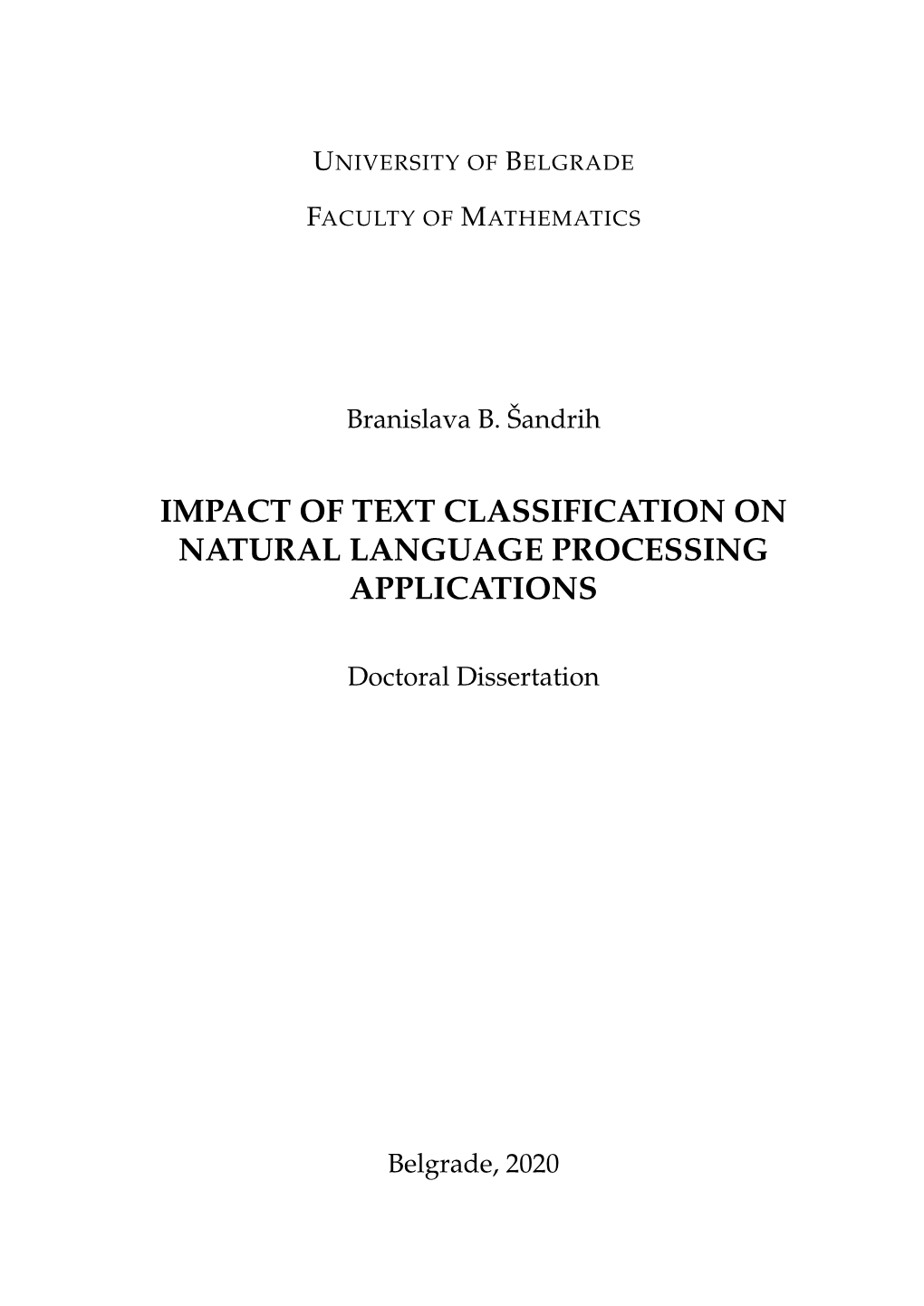 Impact of Text Classification on Natural Language Processing Applications