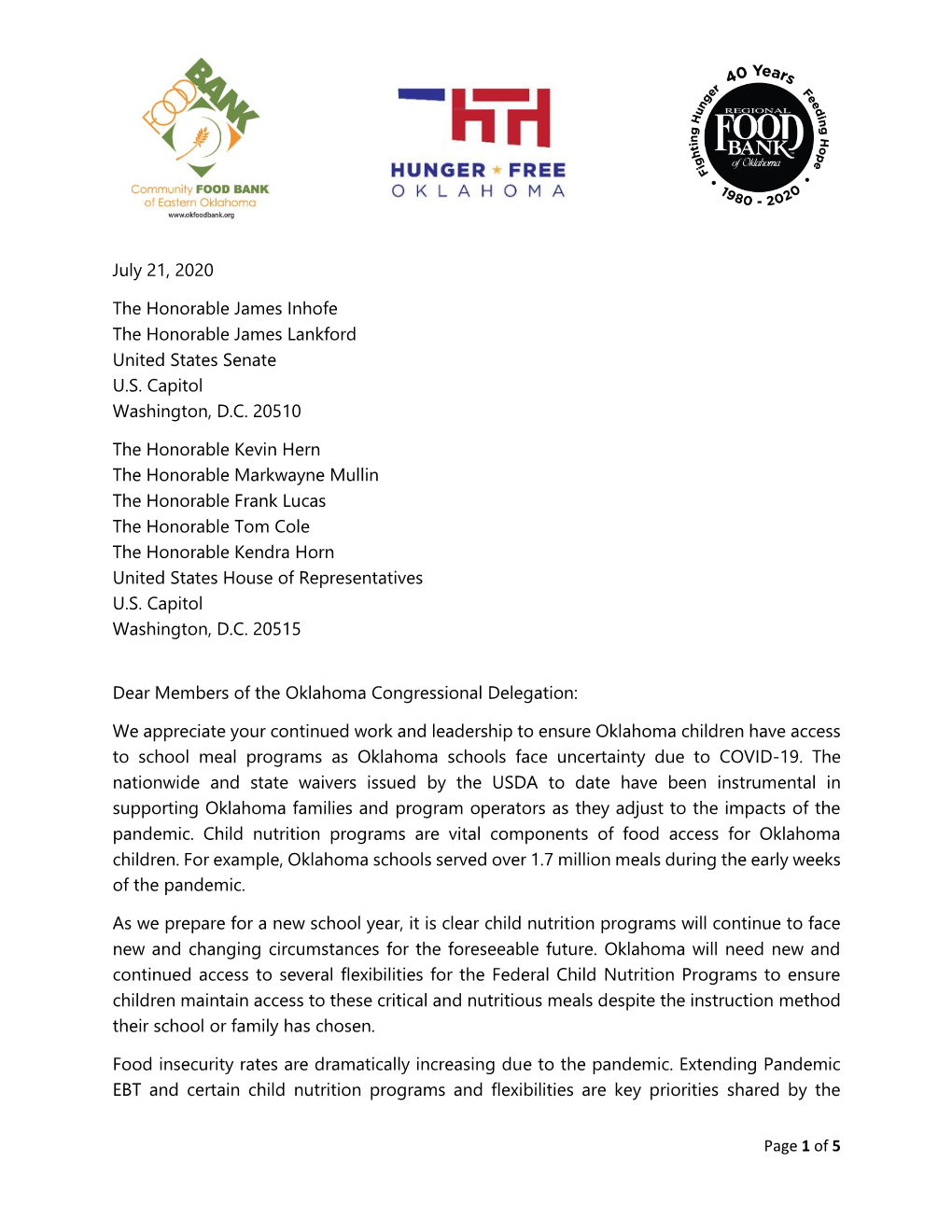 Covid19 July 2020 Child Nutrition Letter