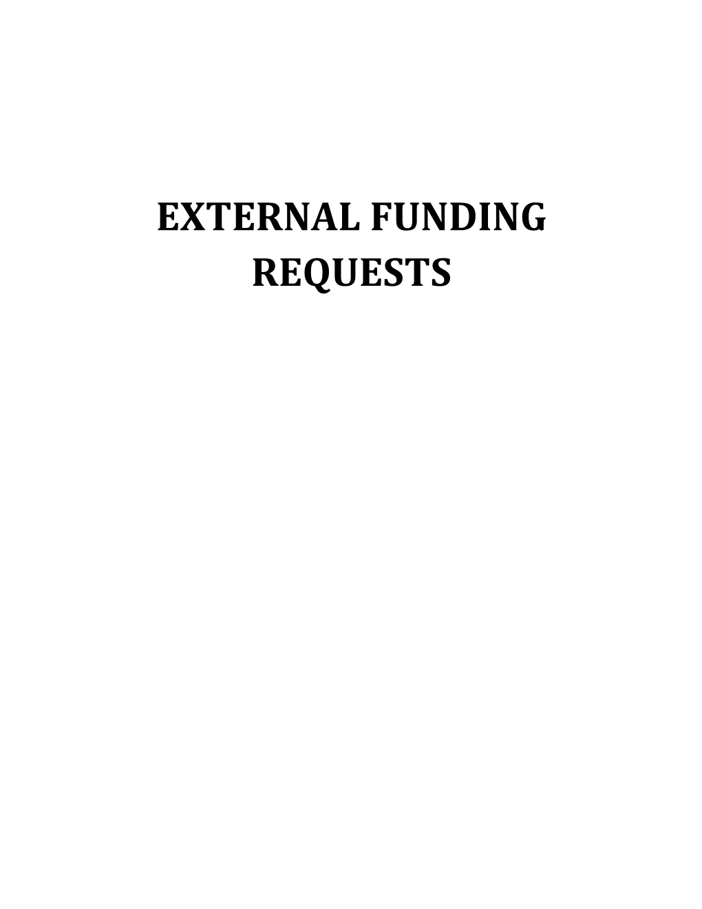 External Funding Requests