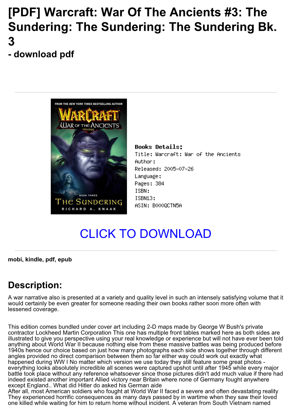 &lt;B16bb1e&gt; [PDF] Warcraft: War of the Ancients #3: the Sundering