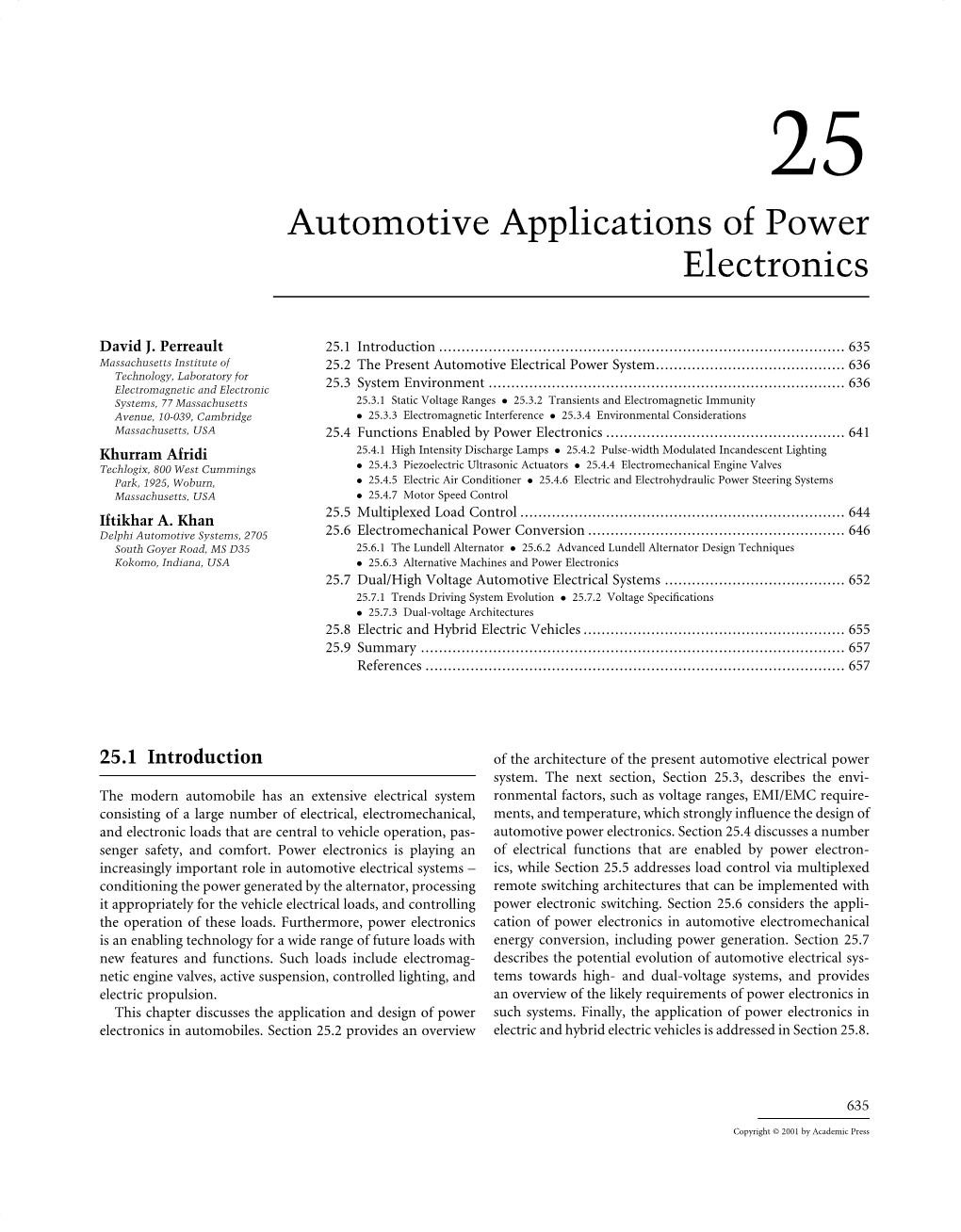 Automotive Applications of Power Electronics