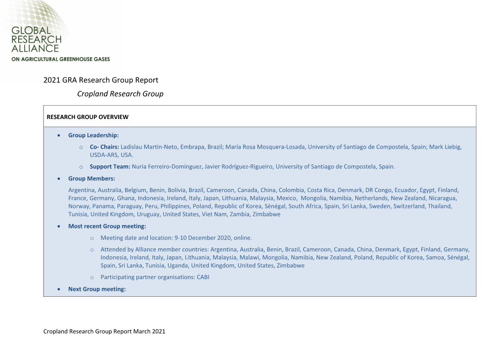 2021 GRA Research Group Report Cropland Research Group