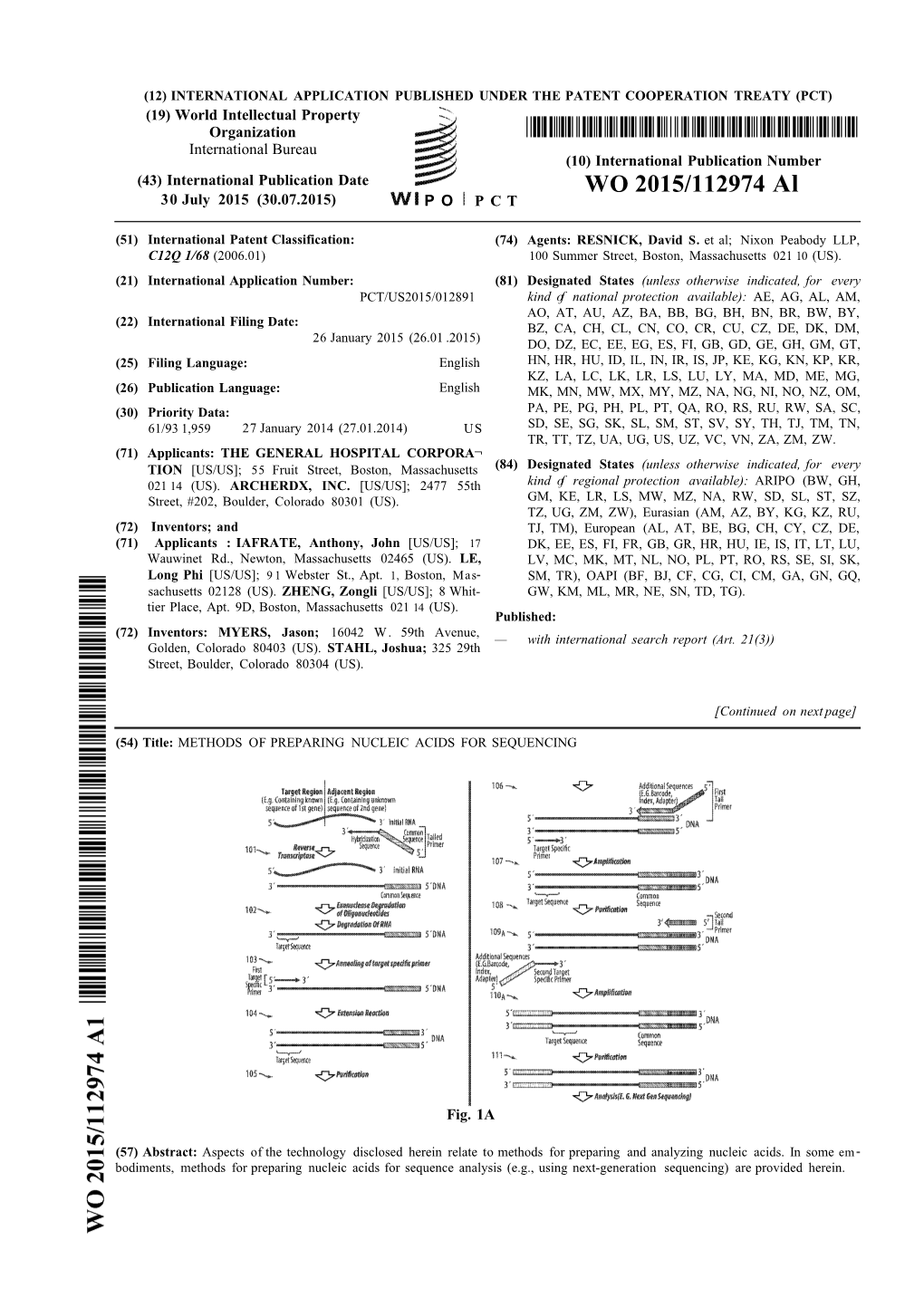 WO 2015/112974 Al 30 July 2015 (30.07.2015) P O P C T