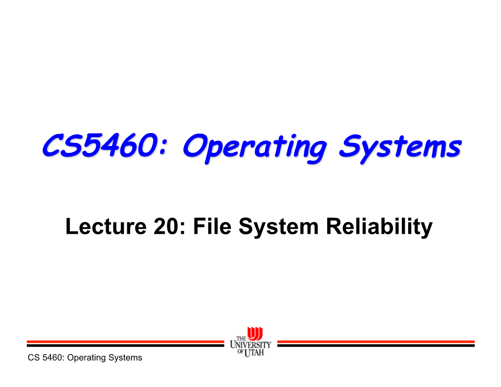 CS5460: Operating Systems