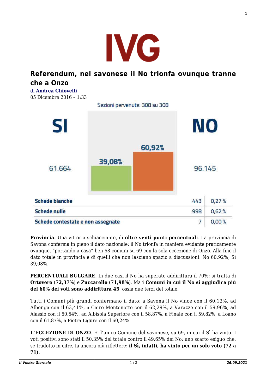 Il Vostro Giornale - 1 / 3 - 26.09.2021 2