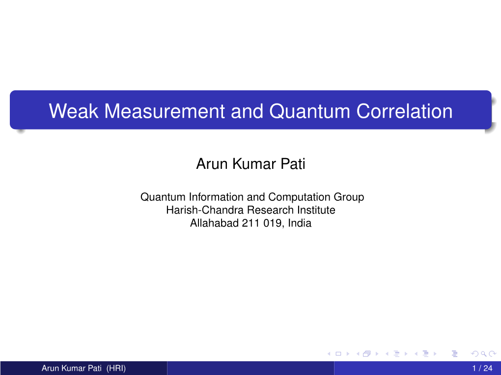 Weak Measurement and Quantum Correlation