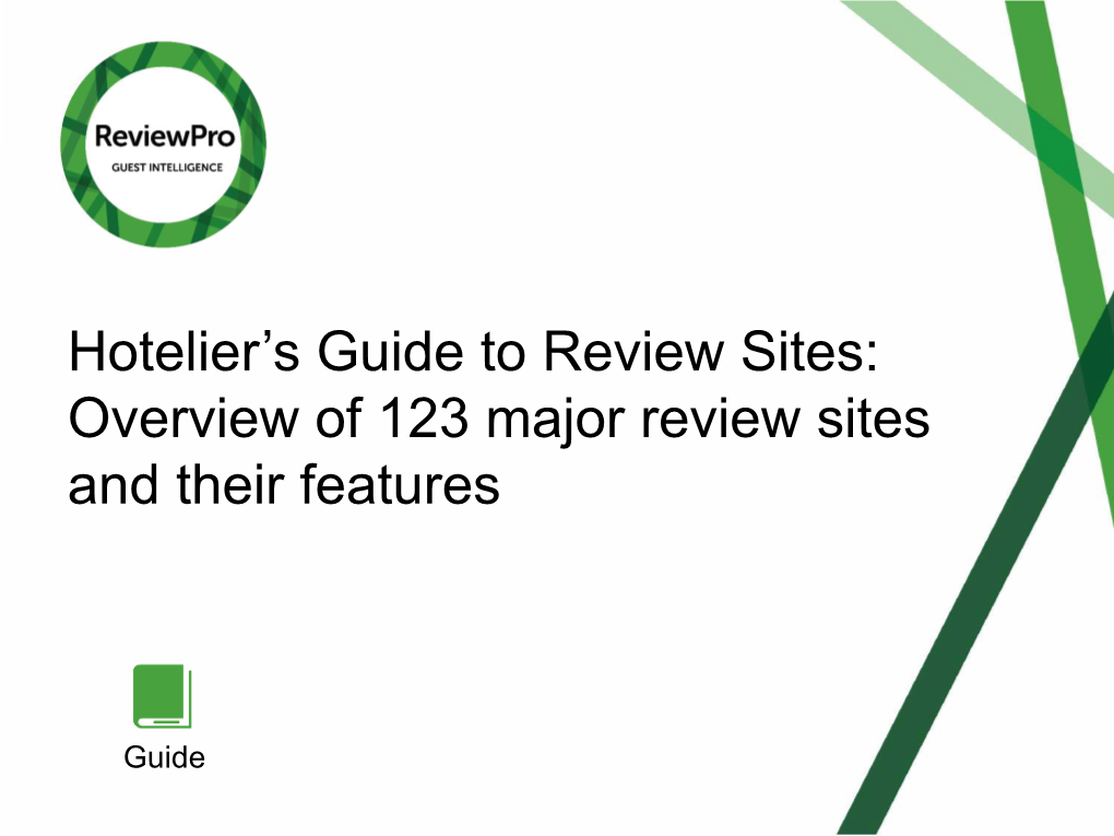Hotelier's Guide to Review Sites: Overview of 123 Major Review Sites