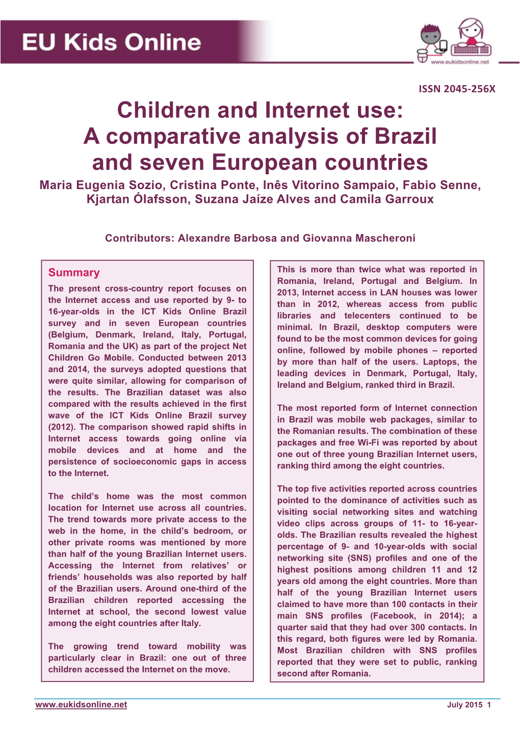 A Comparative Analysis of Brazil and Seven European Countries