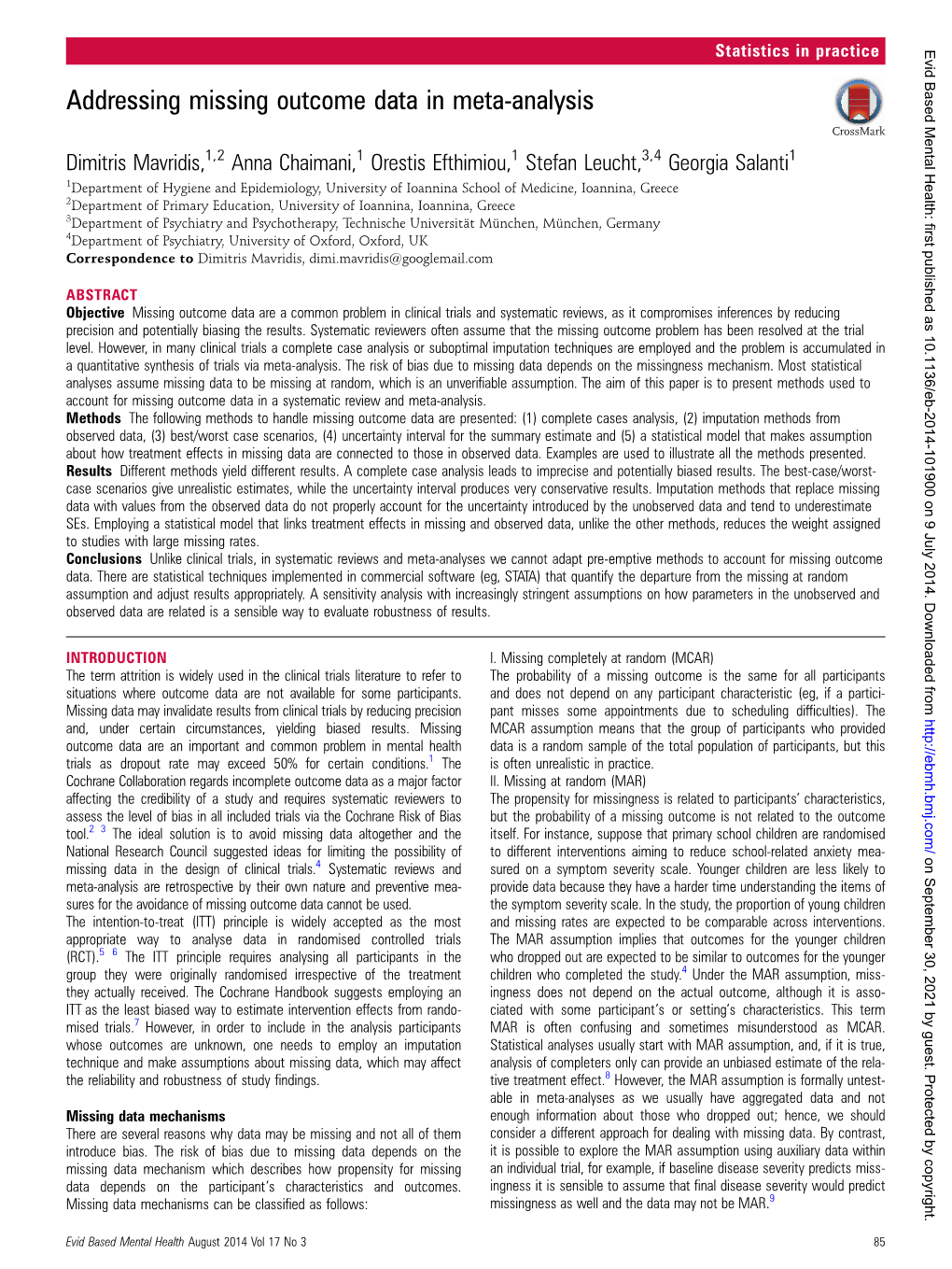 Addressing Missing Outcome Data in Meta-Analysis