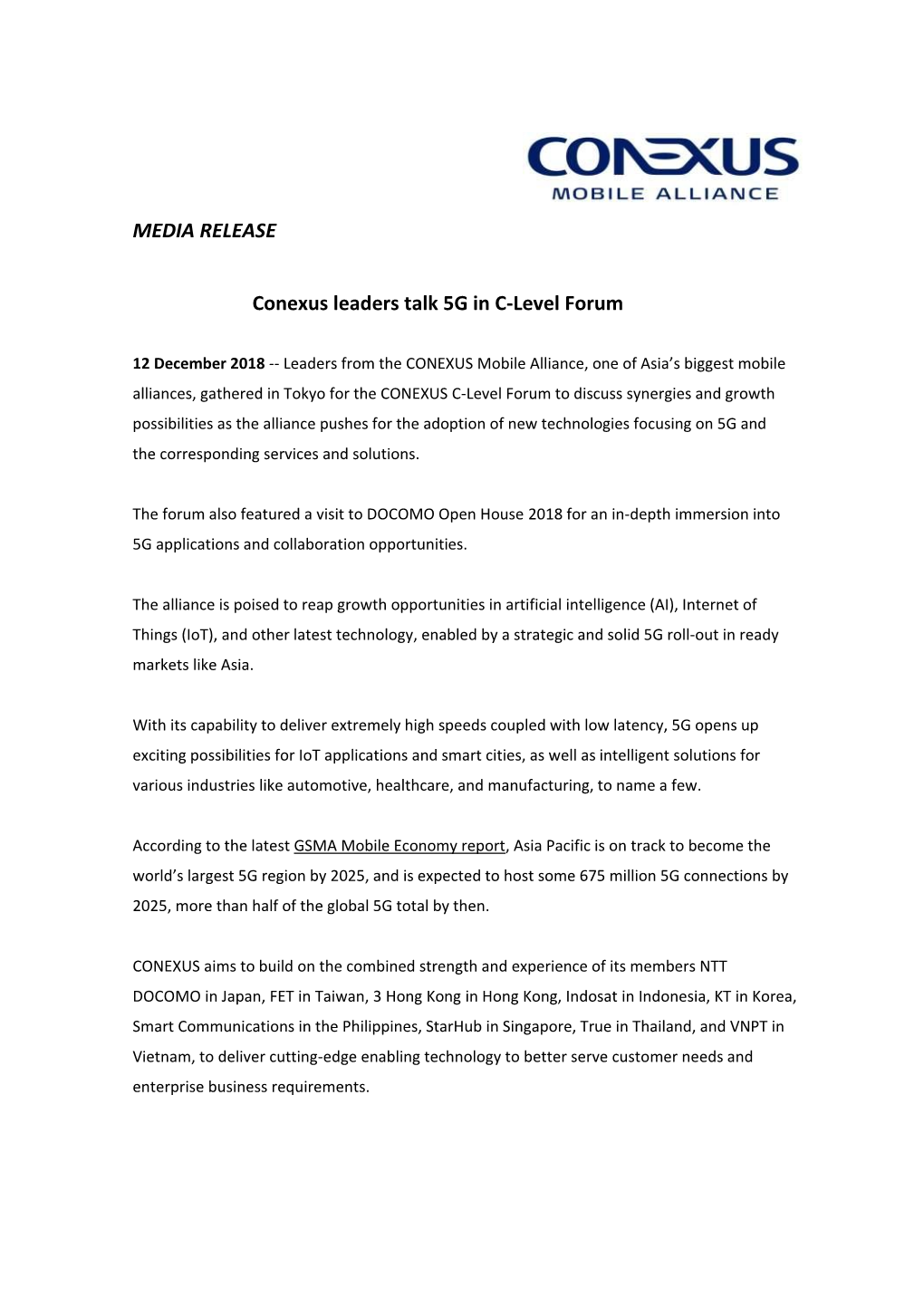 MEDIA RELEASE Conexus Leaders Talk 5G in C-Level Forum