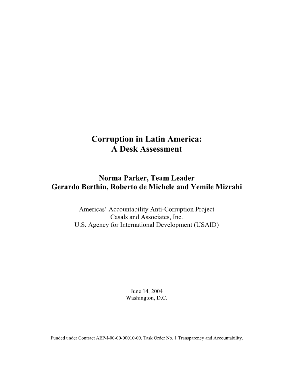 Corruption in Latin America: a Desk Assessment