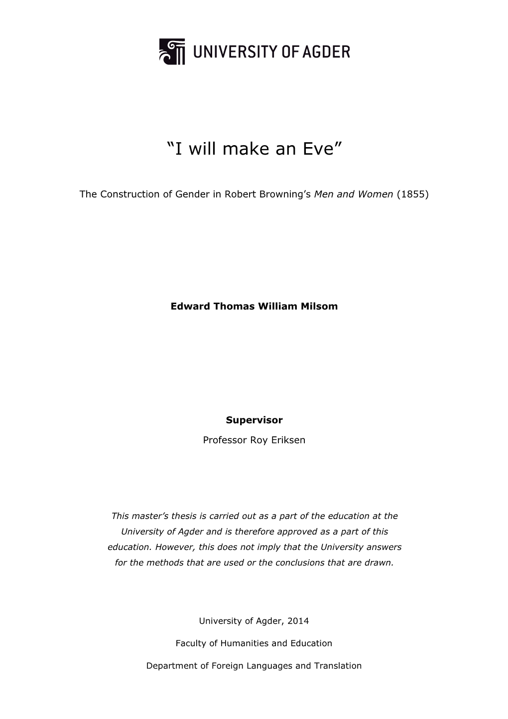 “I Will Make an Eve”