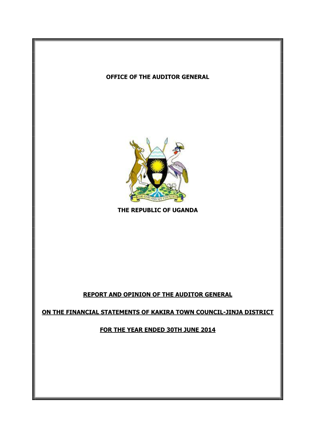 Office of the Auditor General the Republic of Uganda