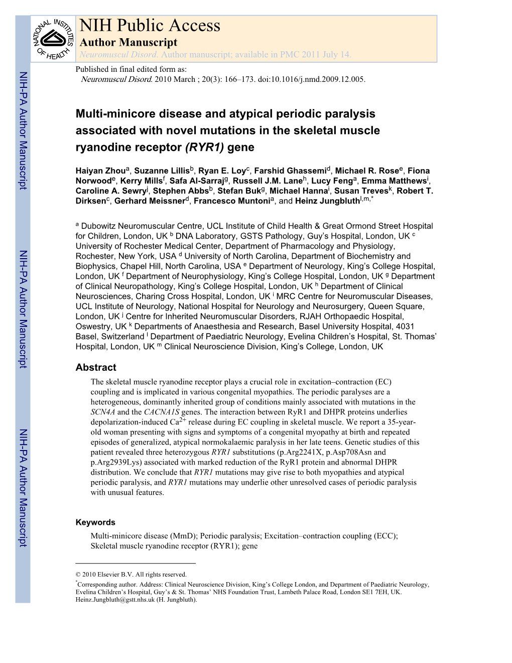 NIH Public Access Author Manuscript Neuromuscul Disord