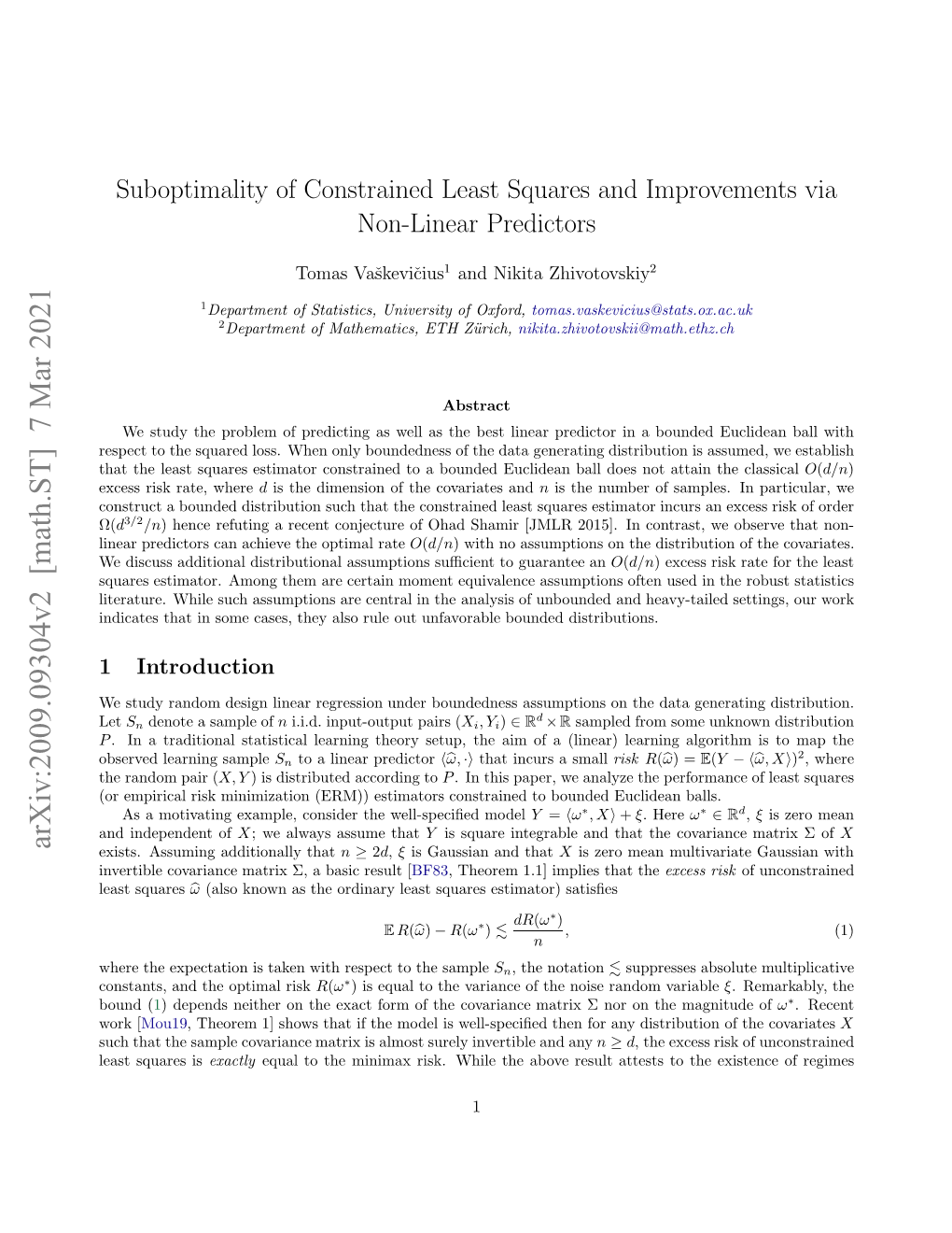 Suboptimality of Constrained Least Squares and Improvements Via Non