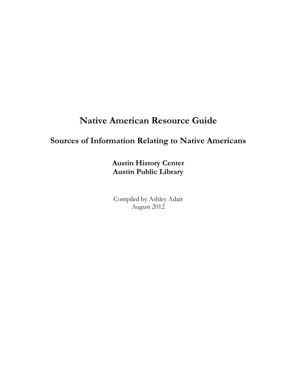 Native American Resource Guide