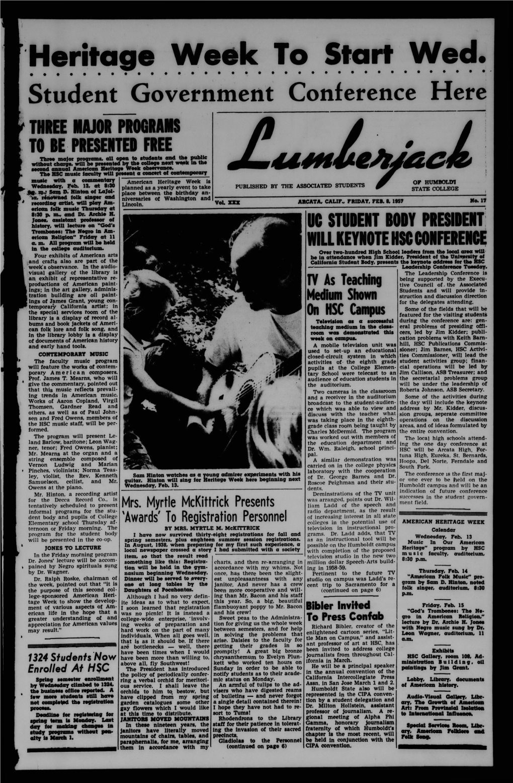 The Lumberjack, February 08, 1957