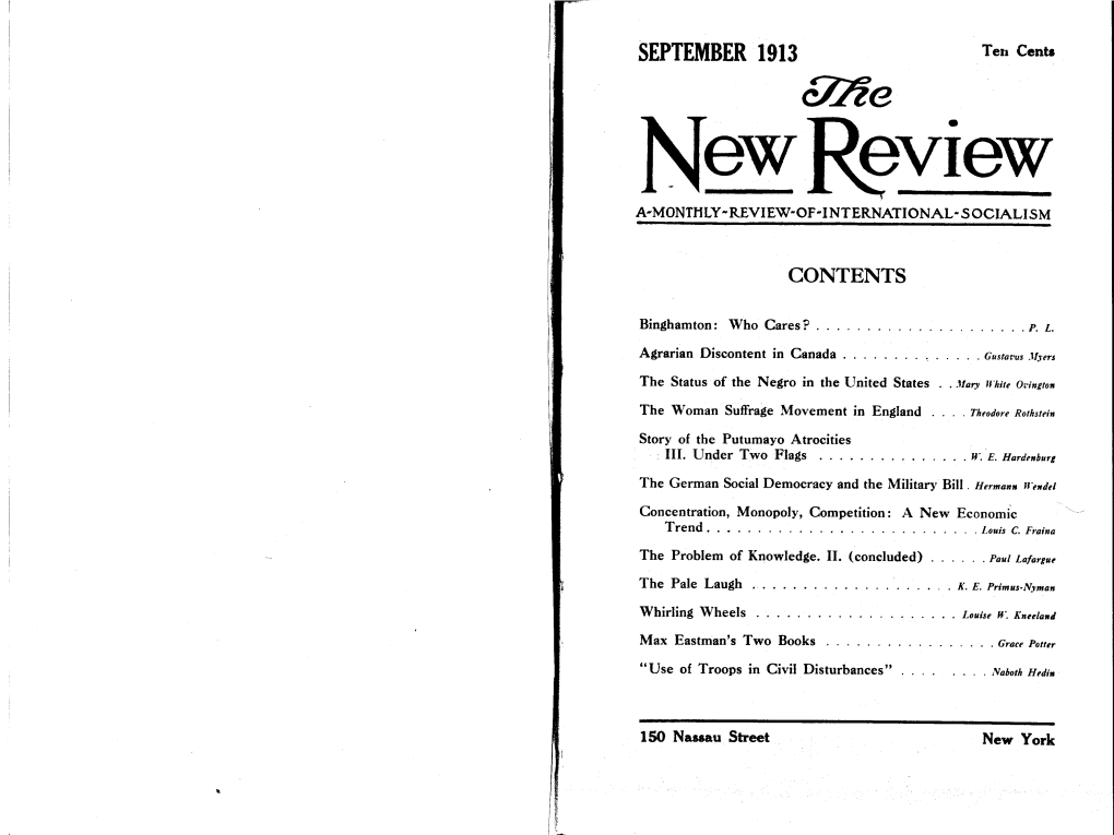 R SEPTEMBER 1913 Ten Cent* Review A~MONTHLY-REVIEW-OF-INTERNATIONAL-SOCIALISM