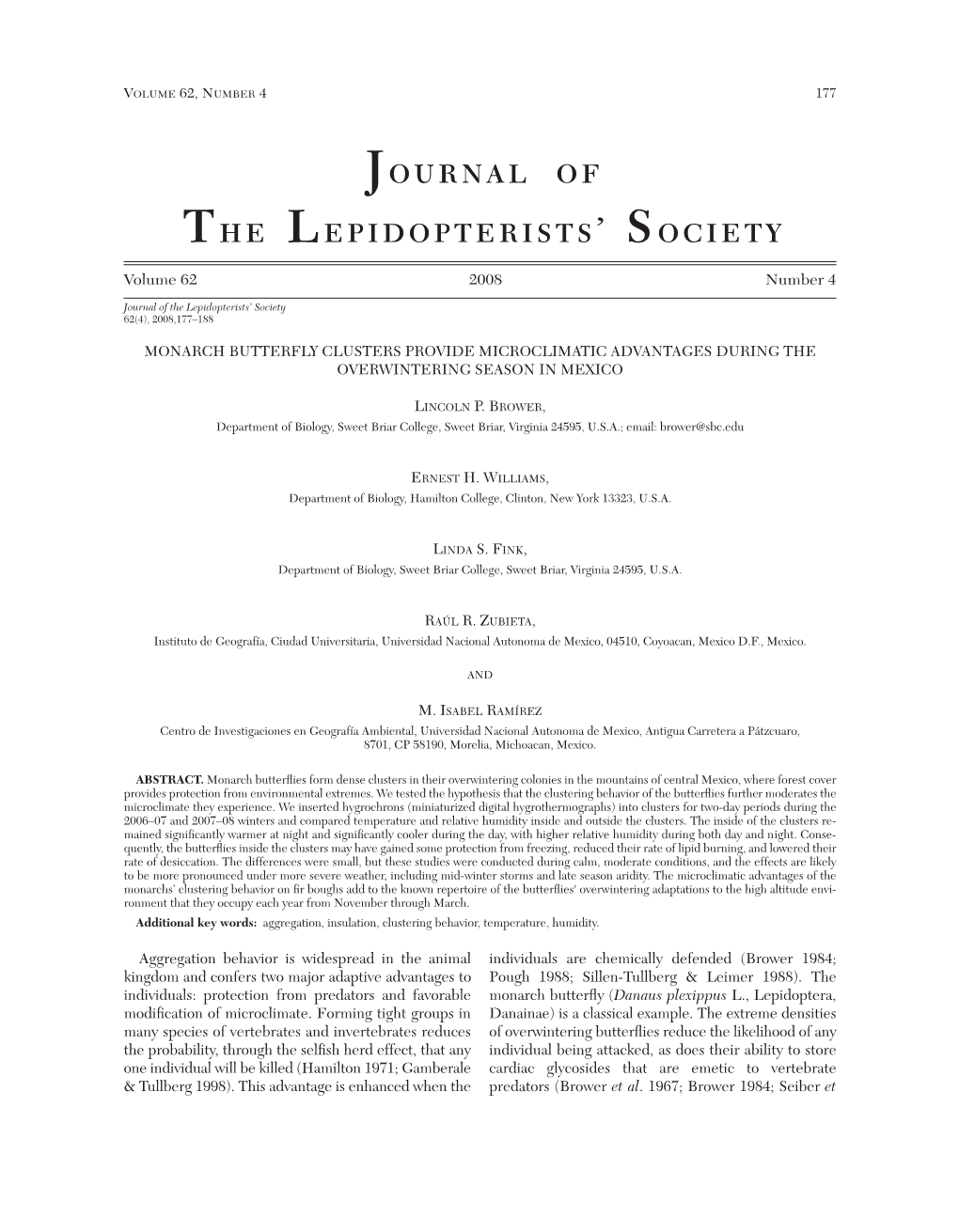 Journal of the Lepidopterists' Society