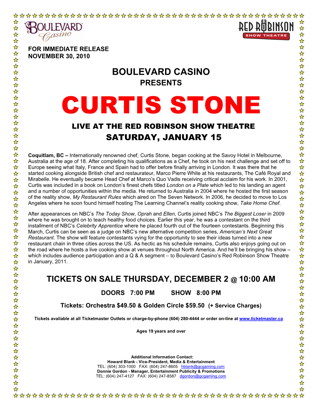 Curtis Stone Live at the Red Robinson Show Theatre