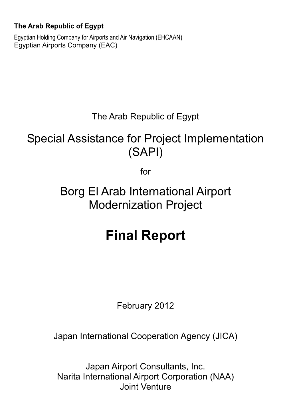 Current Conditions of Borg El Arab International Airport