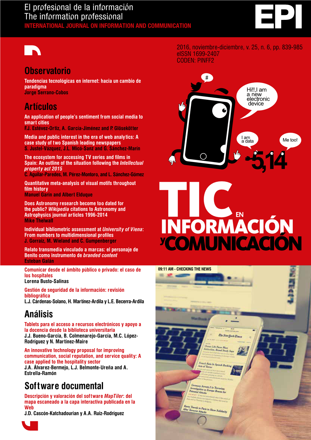El Profesional De La Información, 2016, Noviembre-Diciembre, V