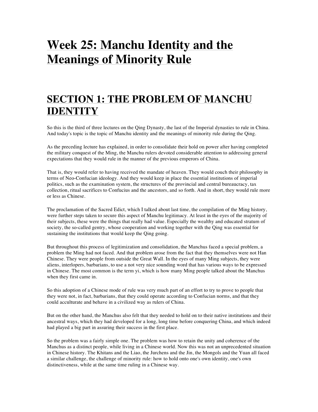 Manchu Identity and the Meanings of Minority Rule