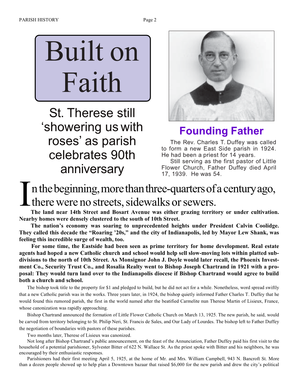 PARISH HISTORY Page 2 Built on Faith St