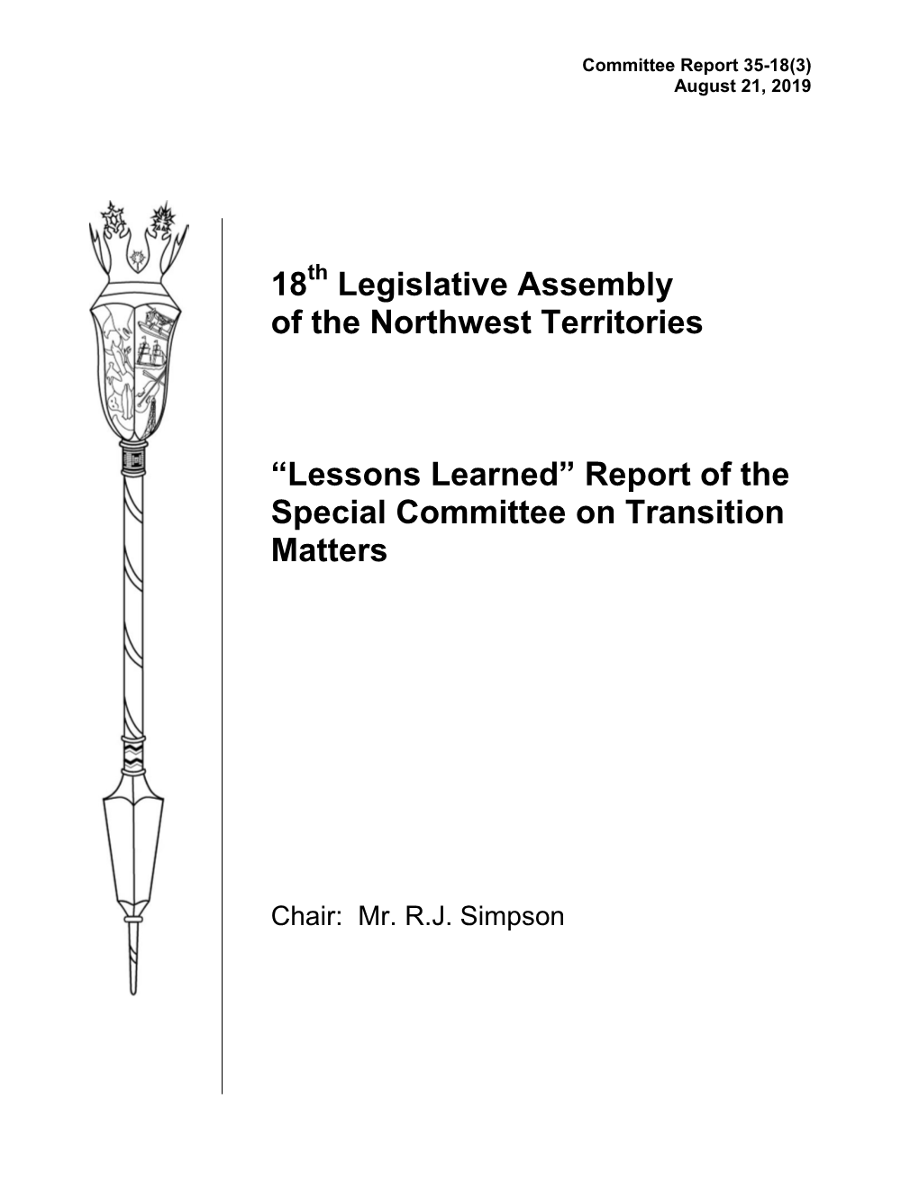 Lessons Learned” Report of the Special Committee on Transition Matters