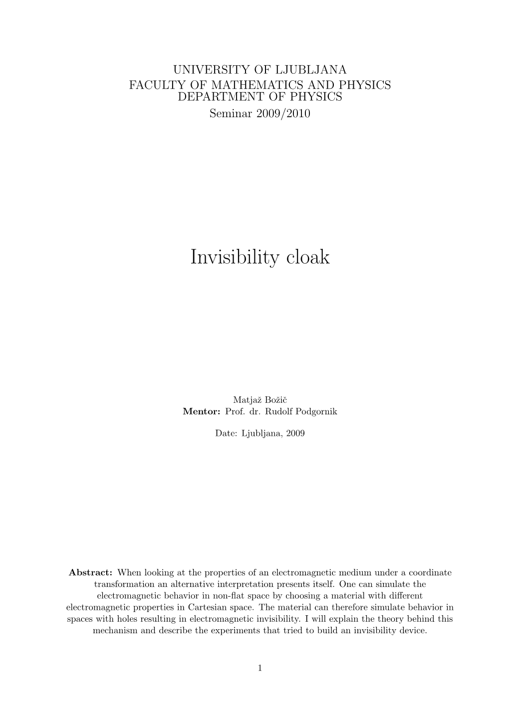 Invisibility Cloak