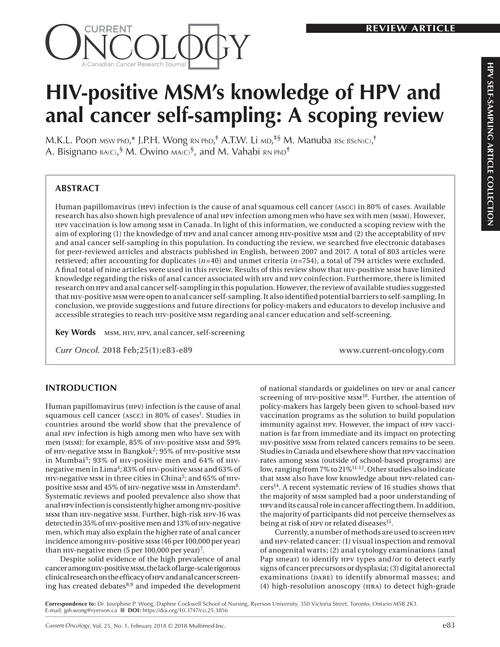 HIV-Positive MSM's Knowledge of HPV and Anal Cancer Self-Sampling