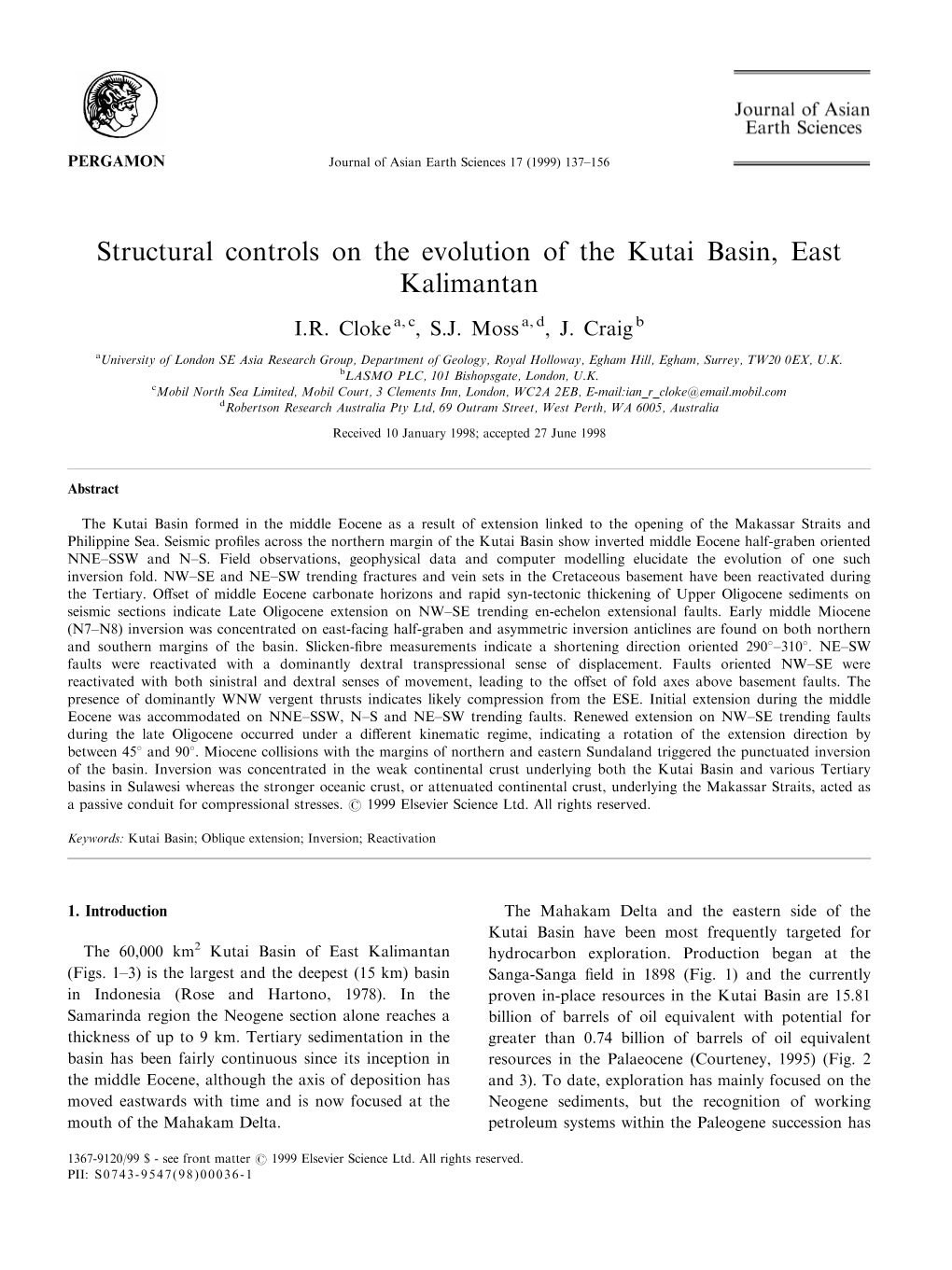 Structural Controls on the Evolution of the Kutai Basin, East Kalimantan