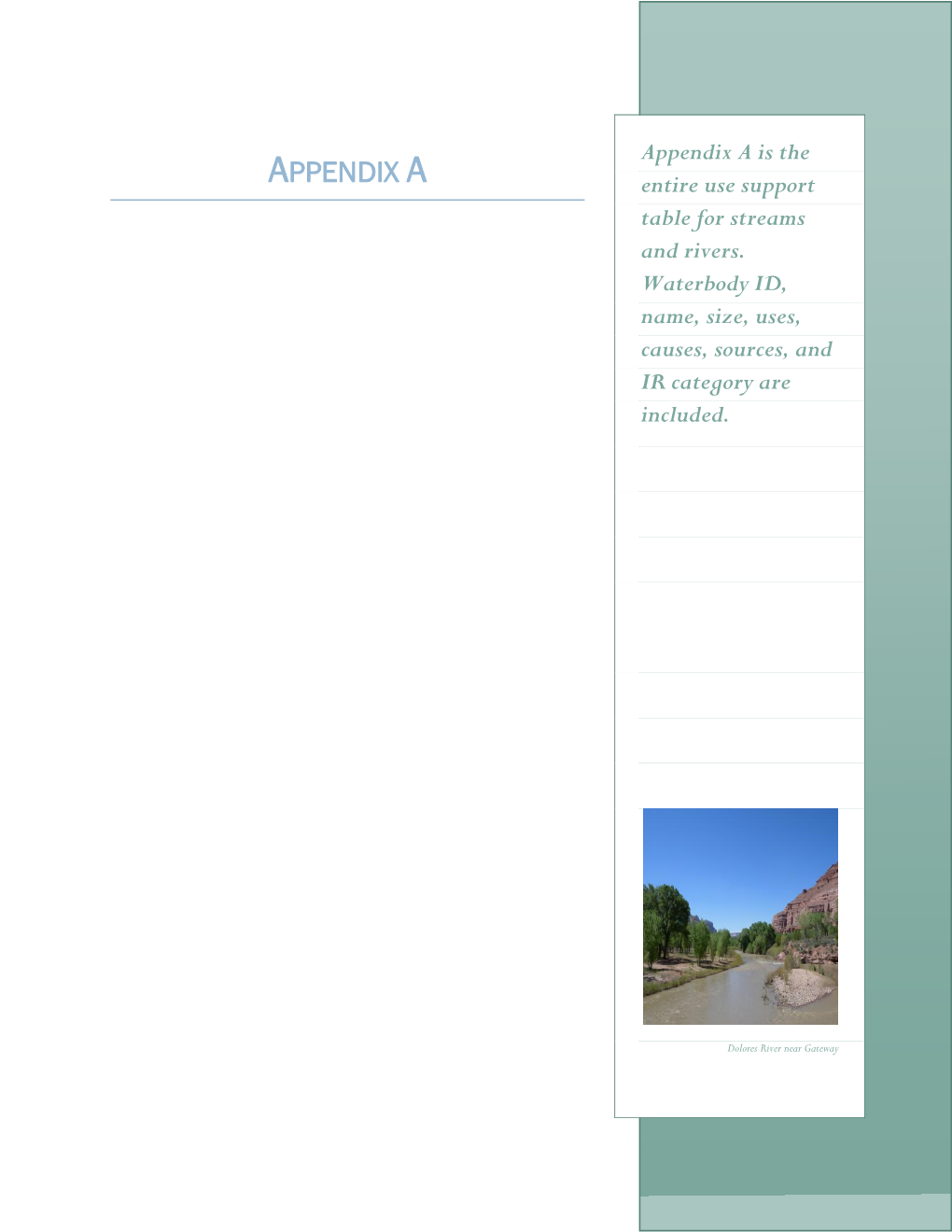 Integrated Water Quality Monitoring and Assessment Report, Appendix A