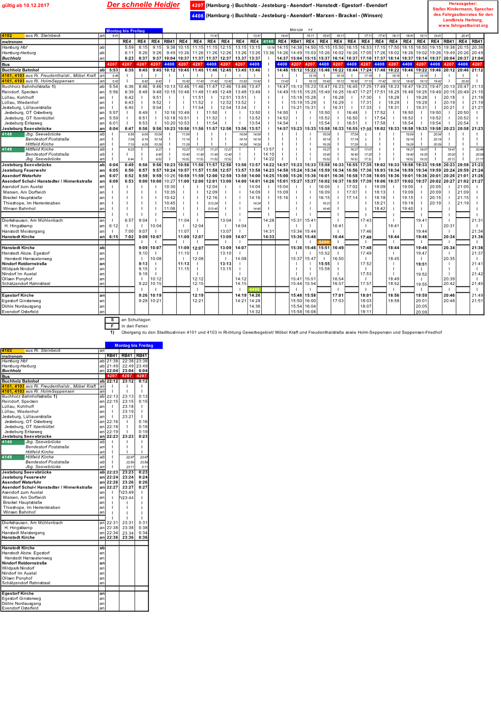 Fahrplan Hamburg