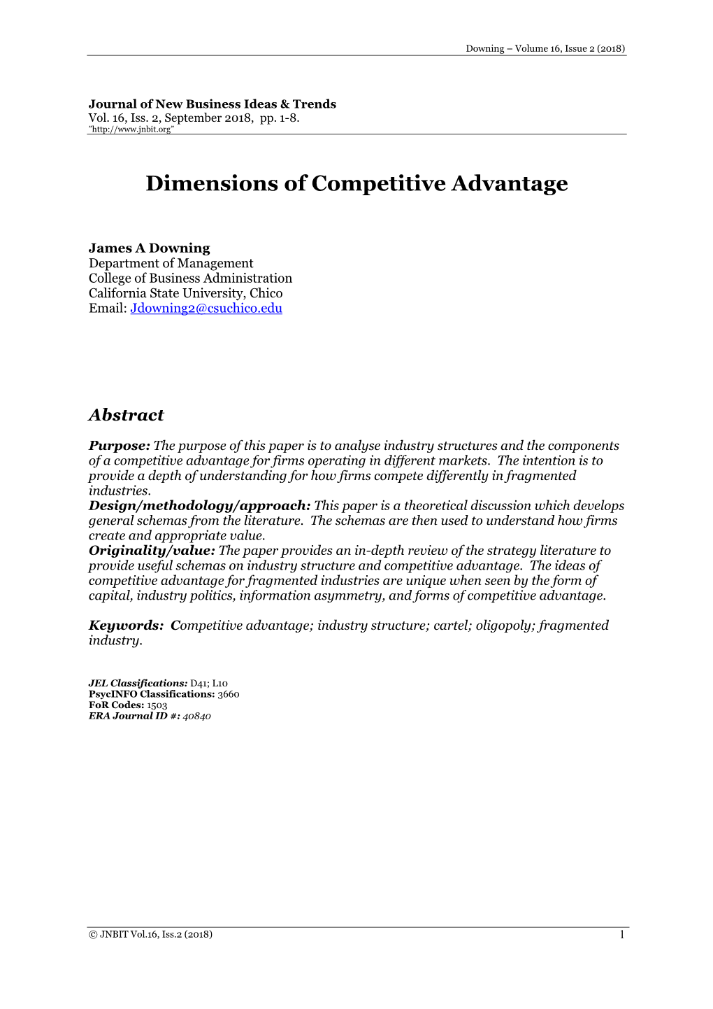 Dimensions of Competitive Advantage