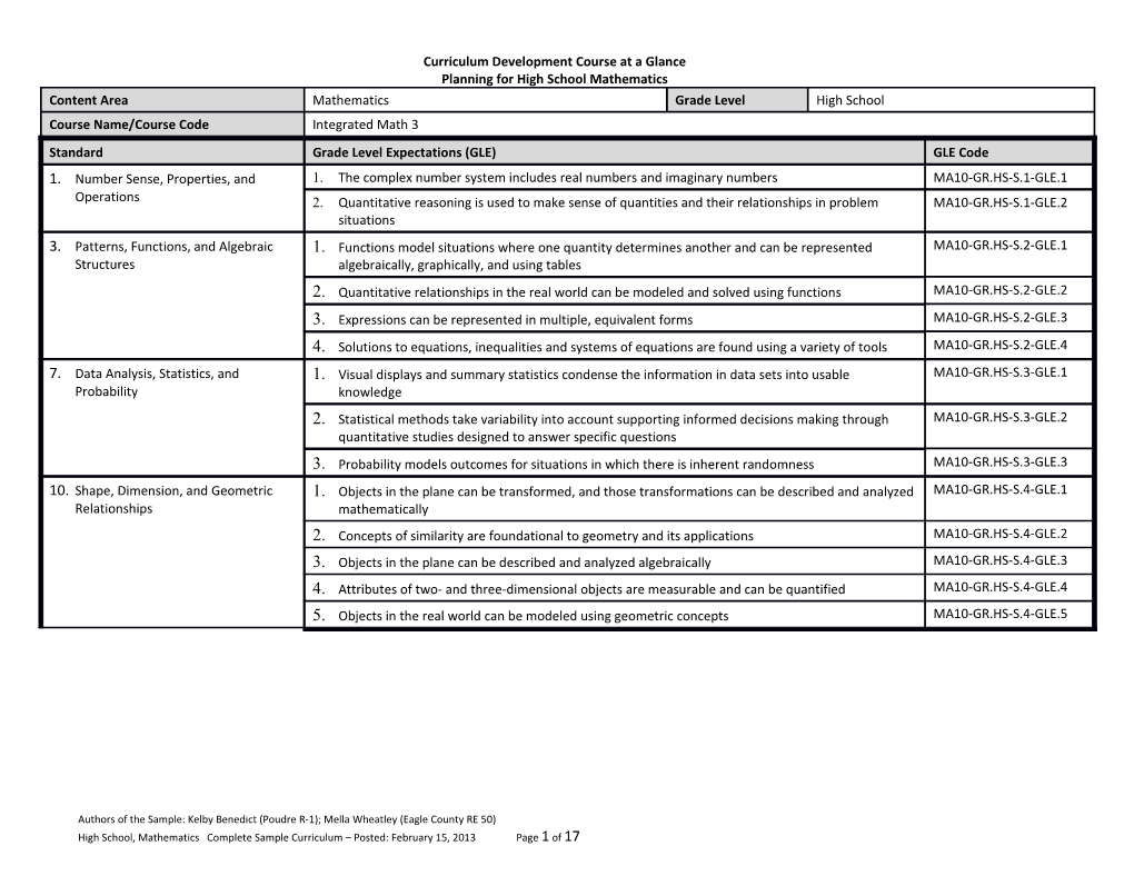 Curriculum Development Course at a Glance s1