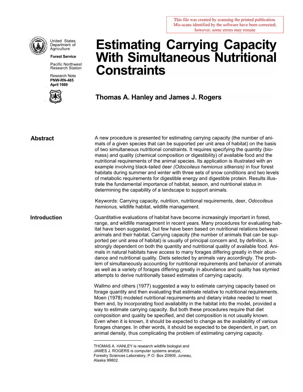 Estimating Carrying Capacity with Simultaneous Nutritional Constraints