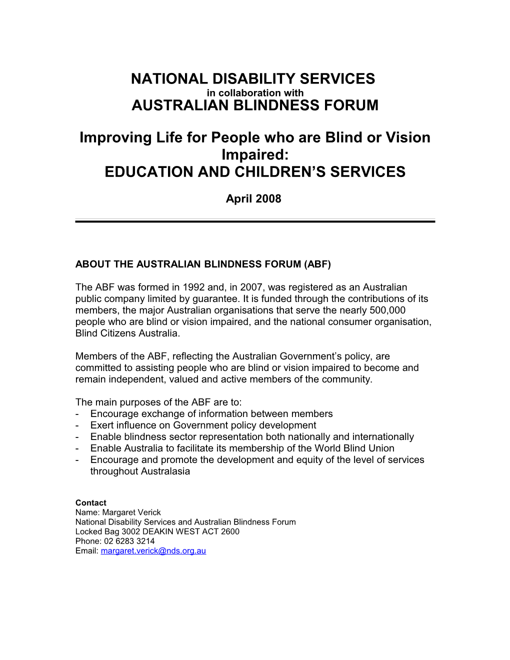 Australian Blindness Forum