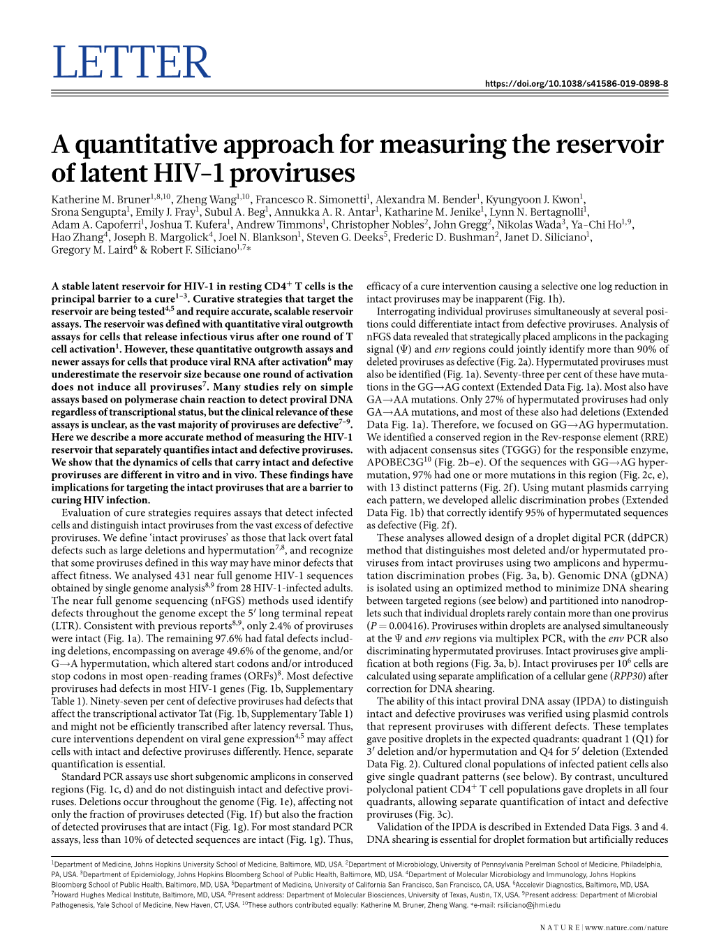 A Quantitative Approach for Measuring the Reservoir of Latent HIV-1 Proviruses Katherine M