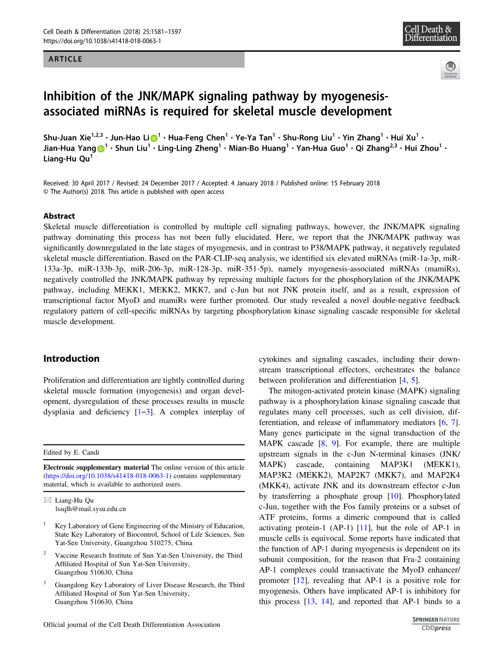 Inhibition of the JNK/MAPK Signaling Pathway by Myogenesis-Associated