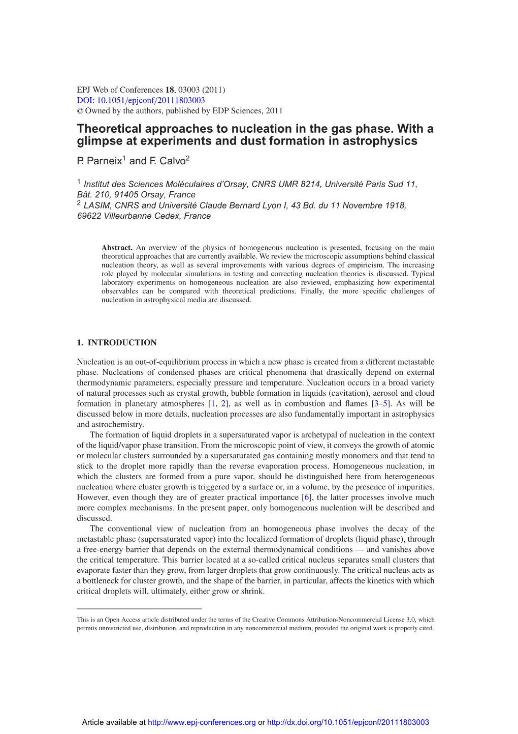 Theoretical Approaches to Nucleation in the Gas Phase. with a Glimpse at Experiments and Dust Formation in Astrophysics P