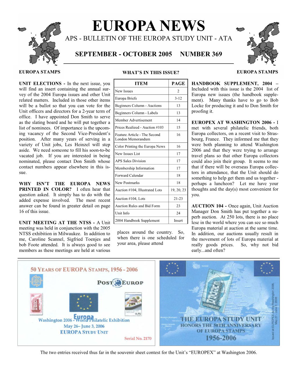 Europa Newseuropa September News - October 2005 369-1 Aps - Bulletin of the Europa Study Unit - Ata