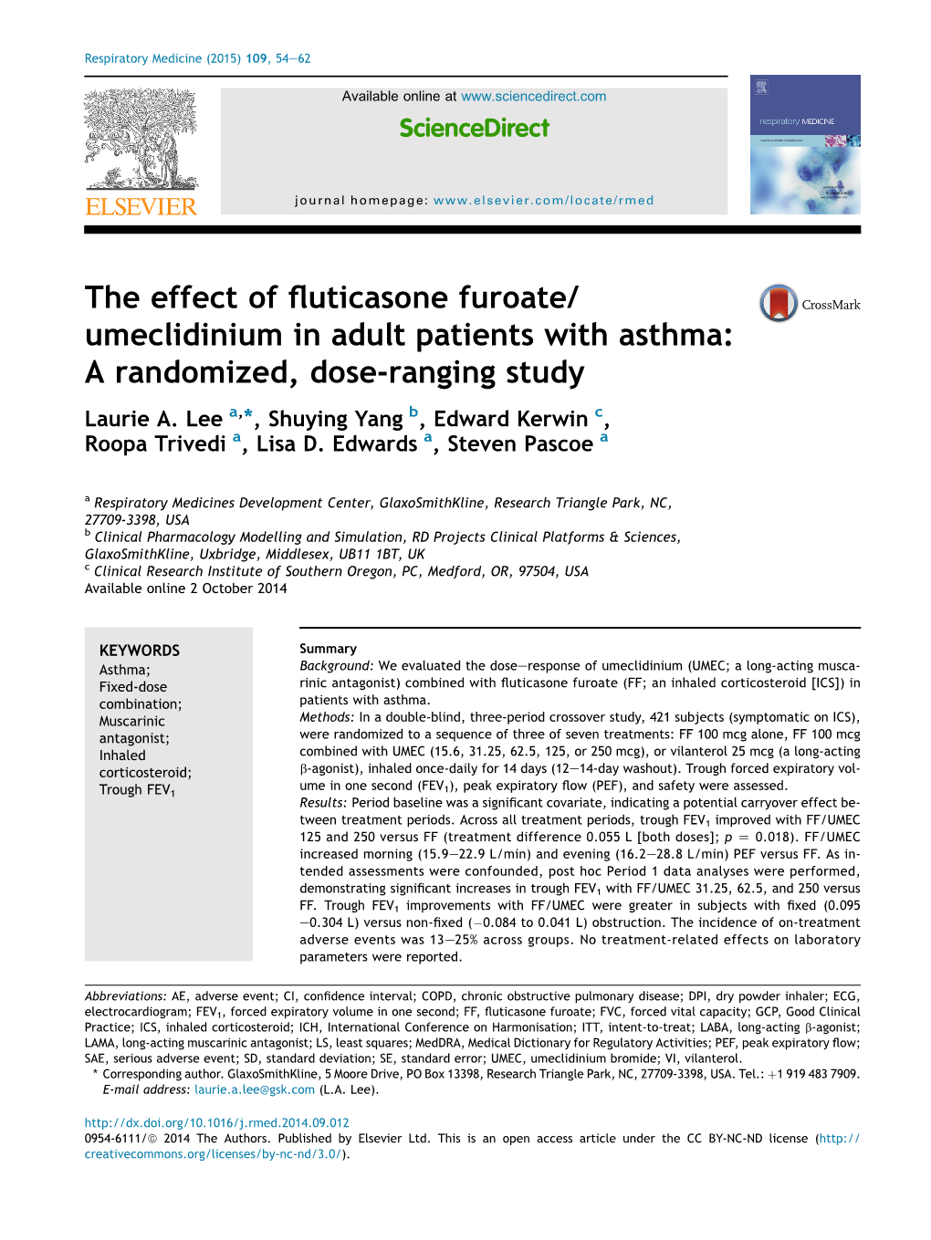 The Effect of Fluticasone Furoate/Umeclidinium in Adult