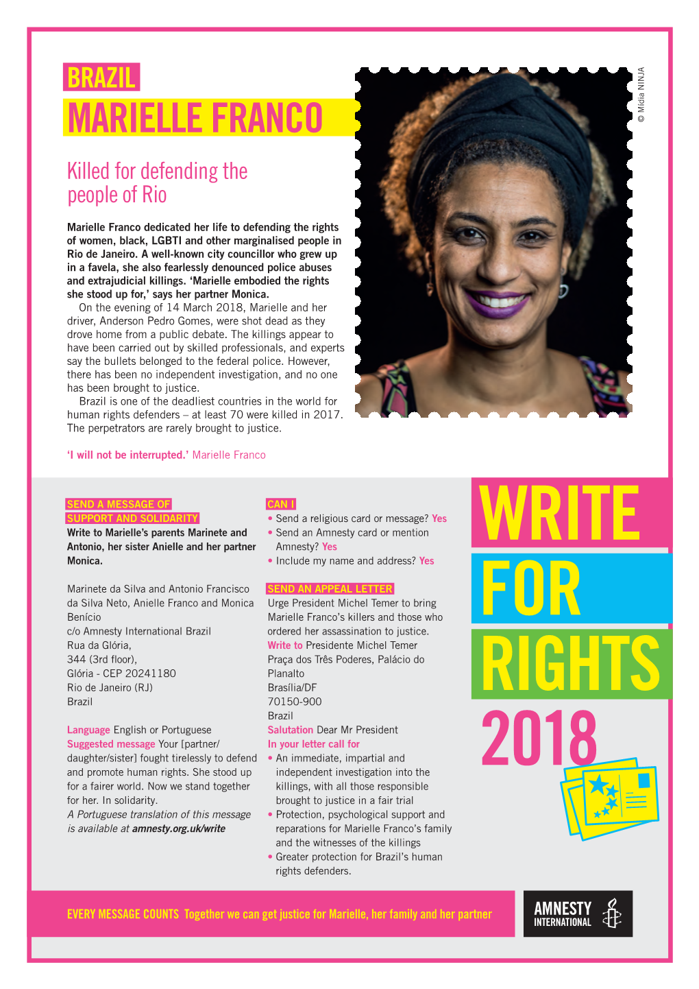 Case Sheet for Marielle Franco