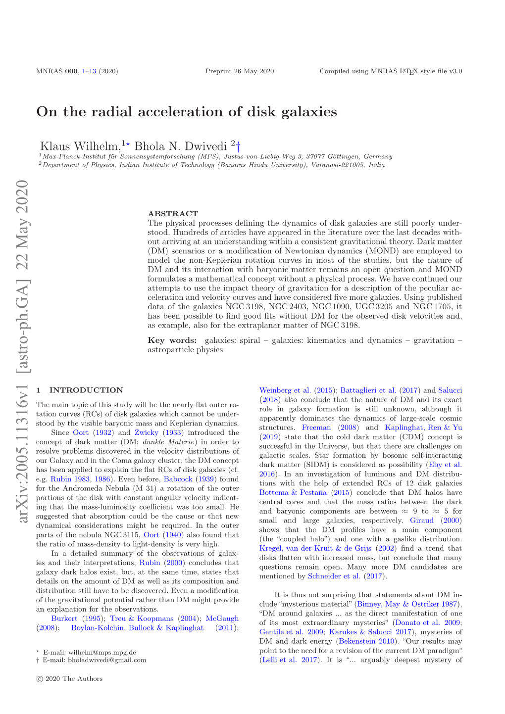 On the Radial Acceleration of Disk Galaxies 3