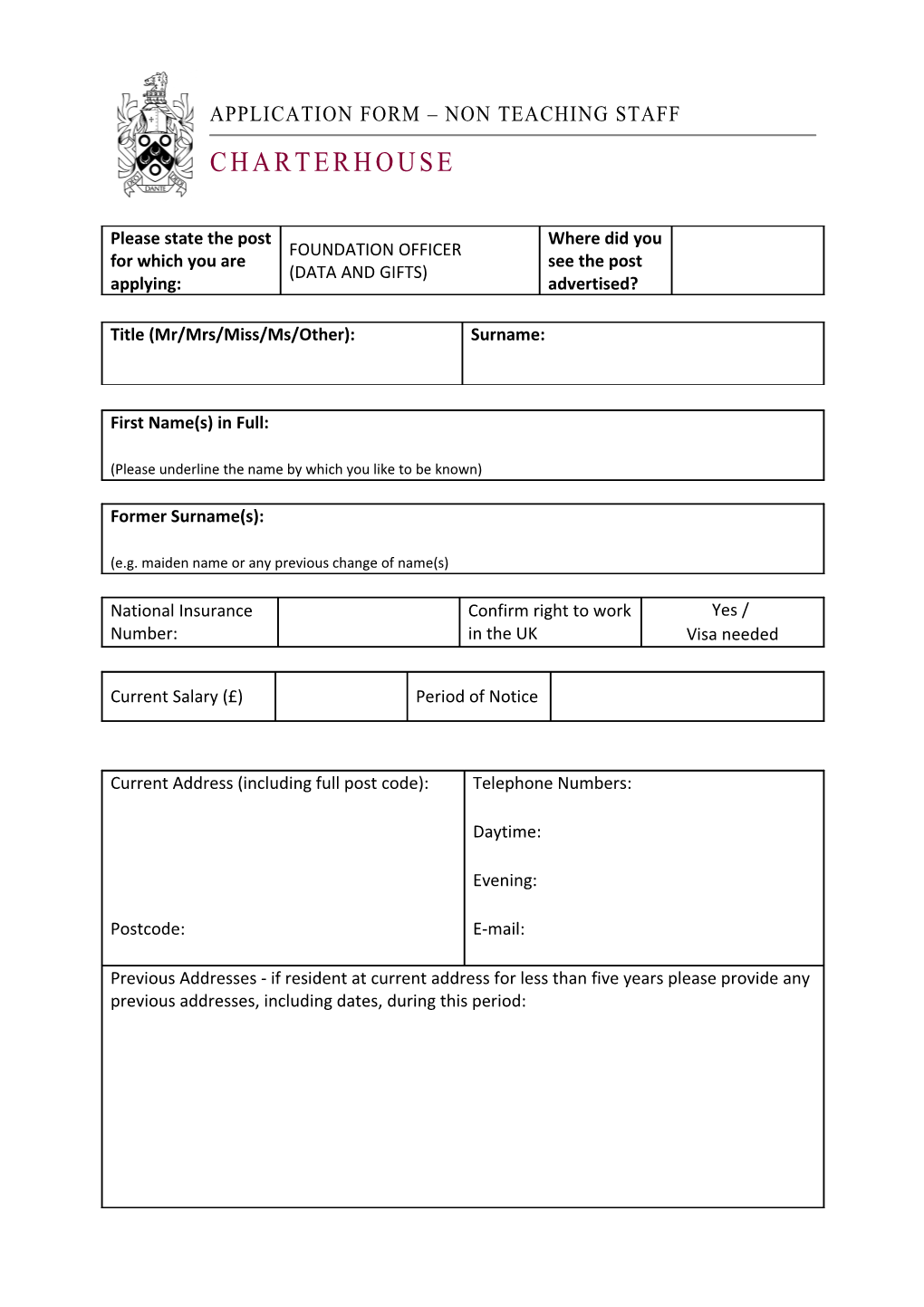 Application for the Post Of s3