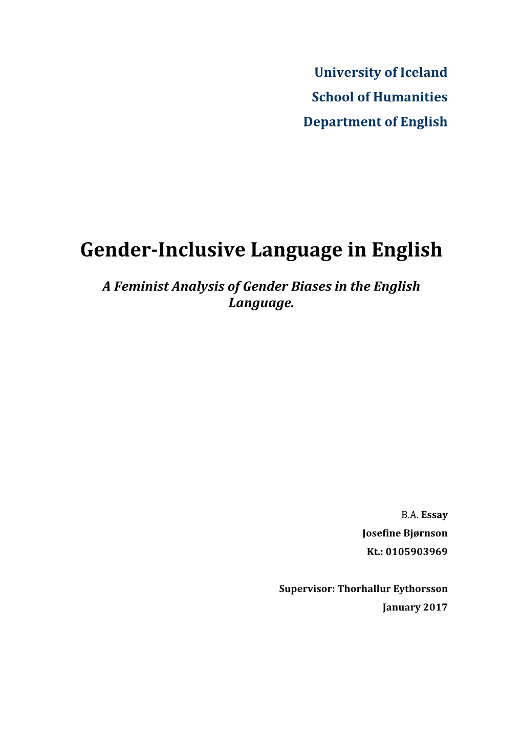 Gender-Inclusive Language in English