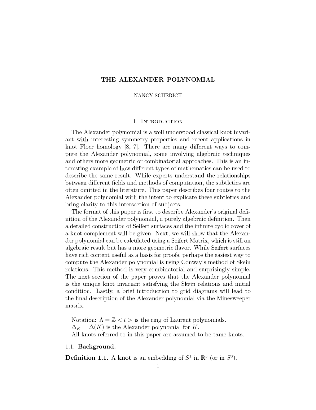 The Alexander Polynomial
