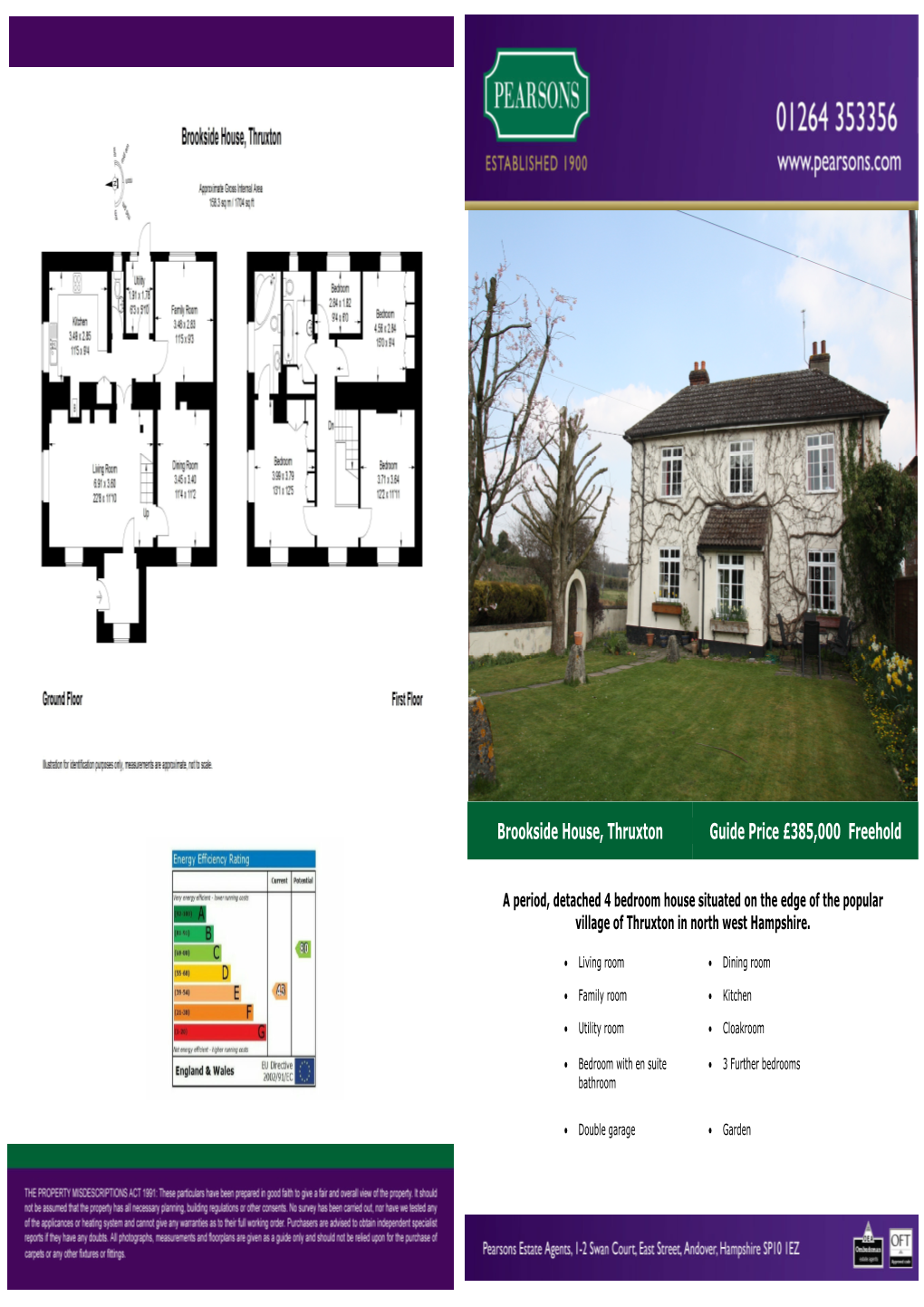 Brookside House, Thruxton Guide Price £385,000 Freehold