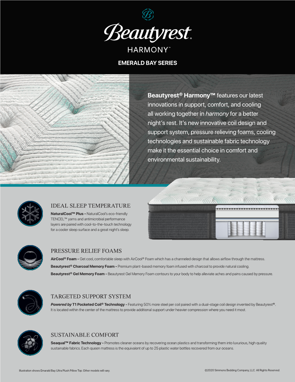 Beautyrest® Harmony™ Features Our Latest Innovations in Support, Comfort, and Cooling All Working Together in Harmony for a Better Night’S Rest